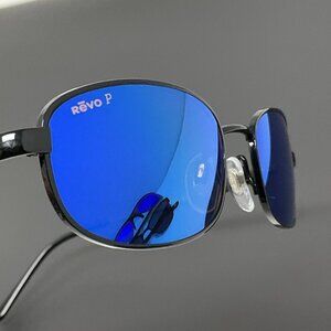 Vintage Revo H2O Polarized Sunglasses Black Frame 3041 095/62 Blue Mirror 52mm